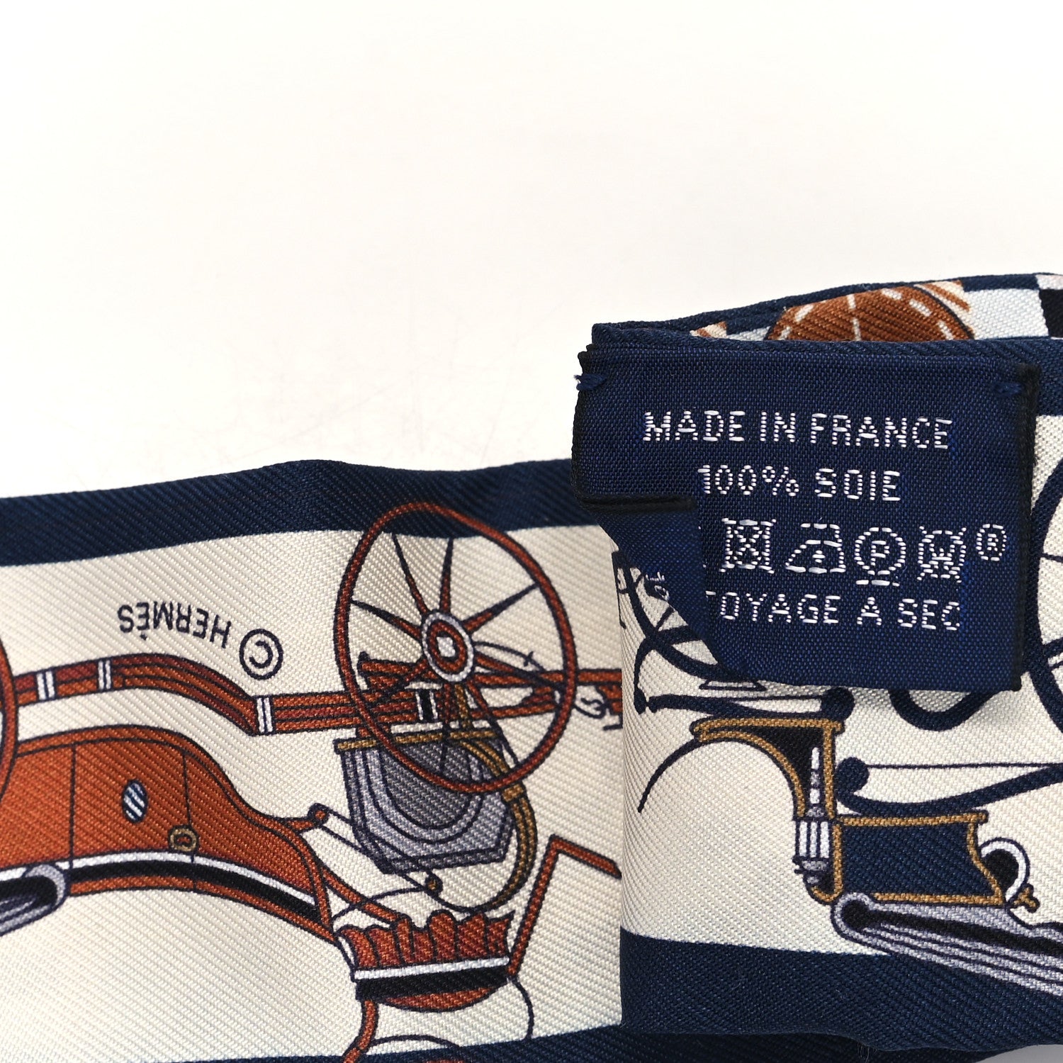Hermes Silk Les Voitures Nouvelle Twilly Marine Caramel Black 3 of 3