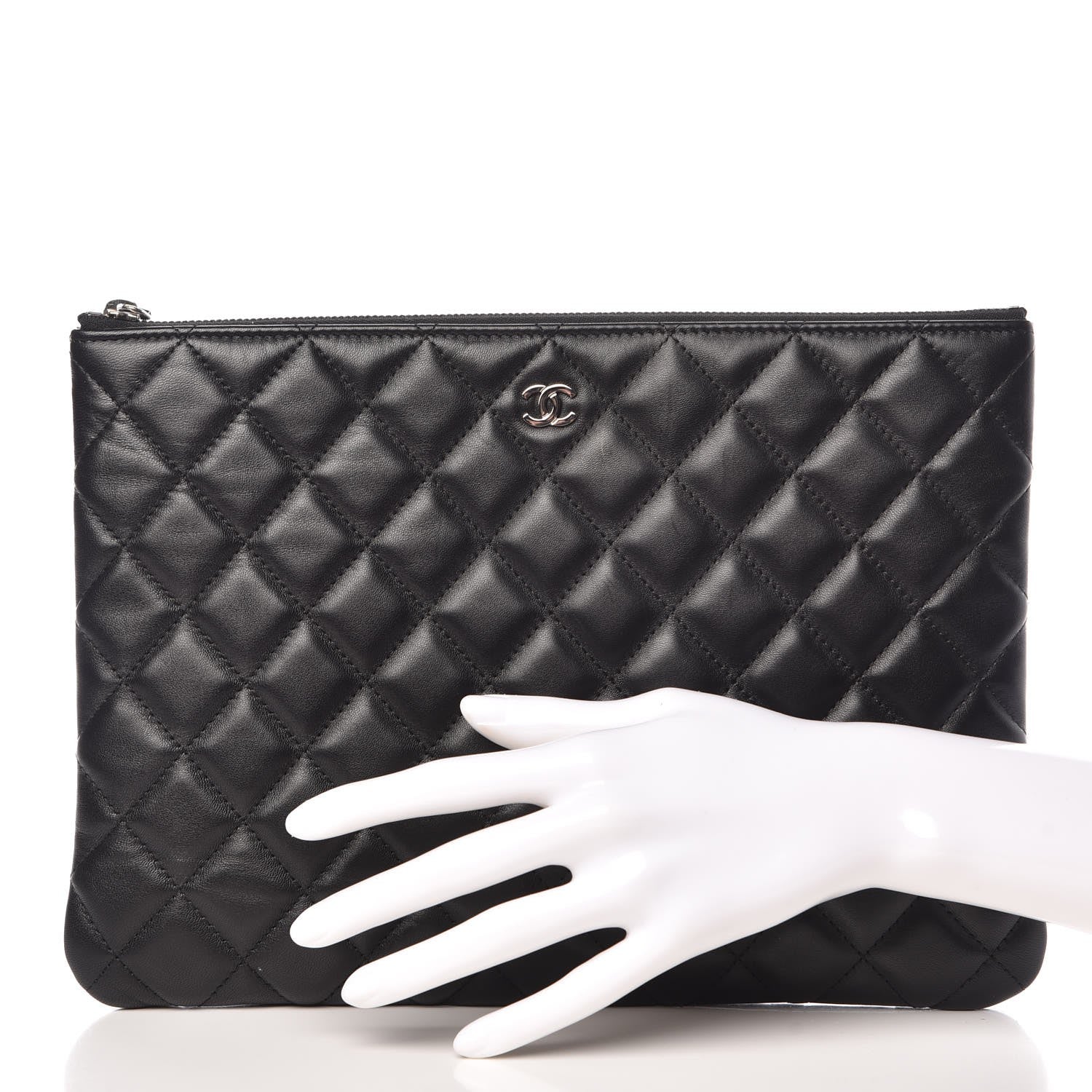 Chanel Lambskin Quilted Medium Cosmetic Case Black 2 of 9
