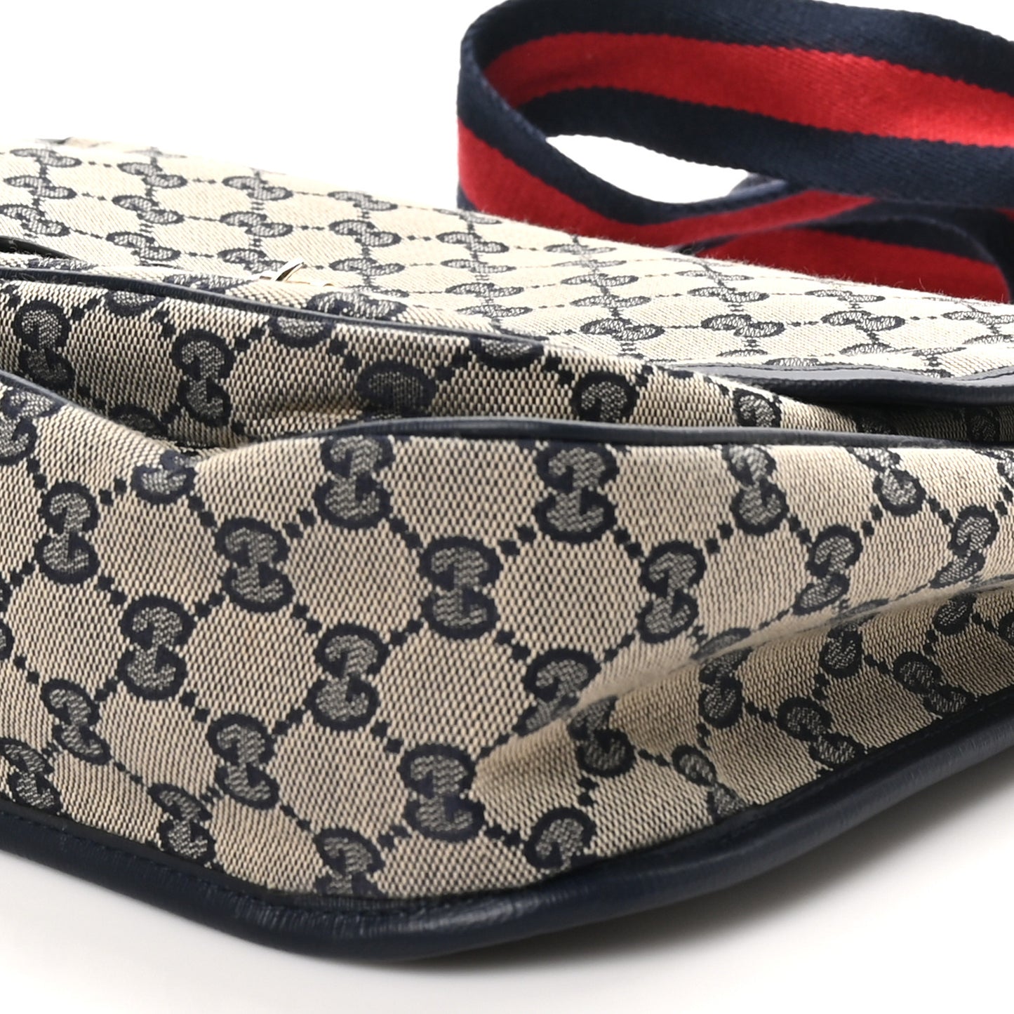 Monogram Web Childrens Messenger Bag Beige Navy