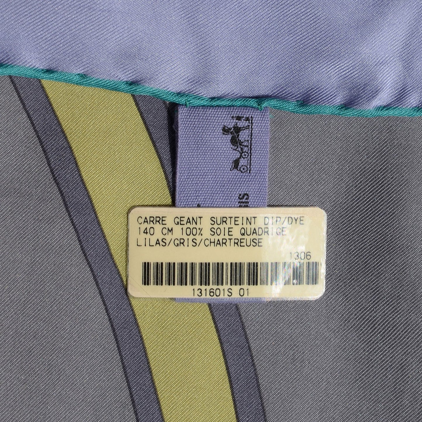 Silk Dip Dyed Quadrige Scarf 140 Lilac Gris Chartreuse