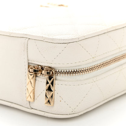 Chanel Caviar Quilted Top Handle Vanity Case White 11 of 11
