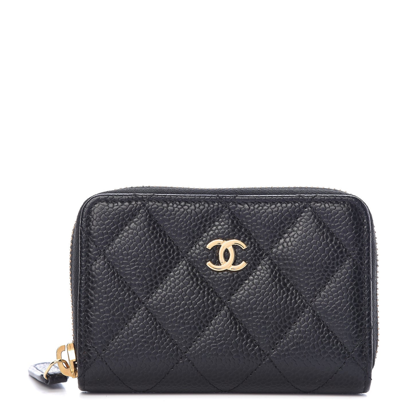 Caviar Quilted Zip Coin Purse Black