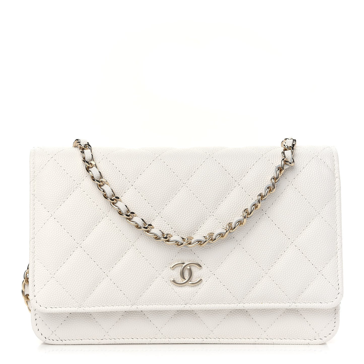 Caviar Quilted Wallet On Chain WOC White