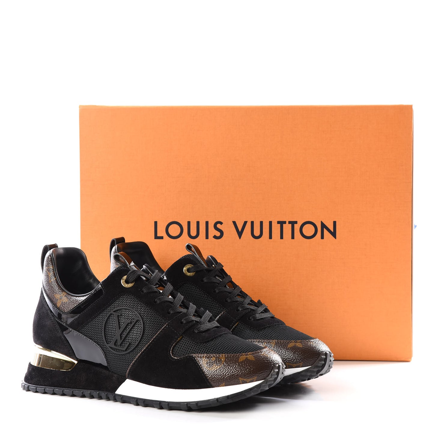 Suede Monogram Run Away Sneakers 37.5 Black