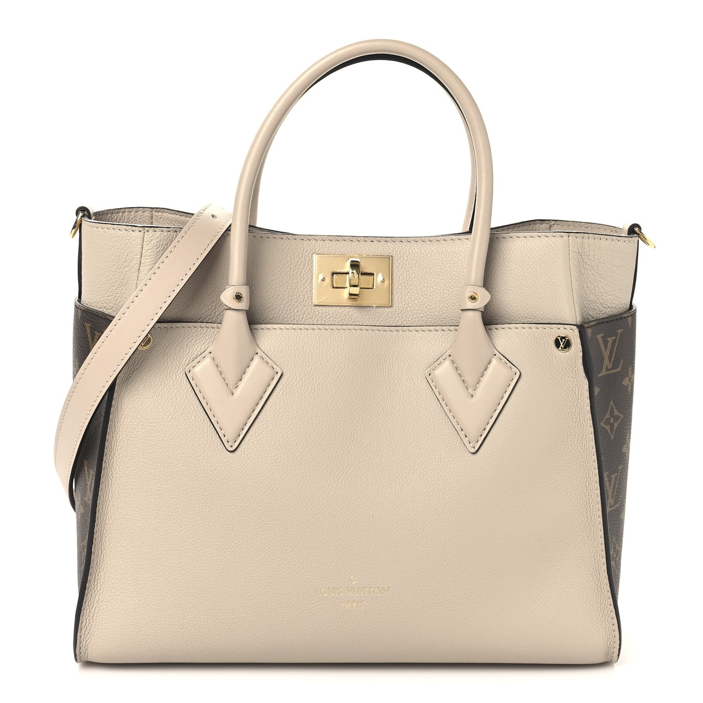 Calfskin Monogram On My Side MM Greige