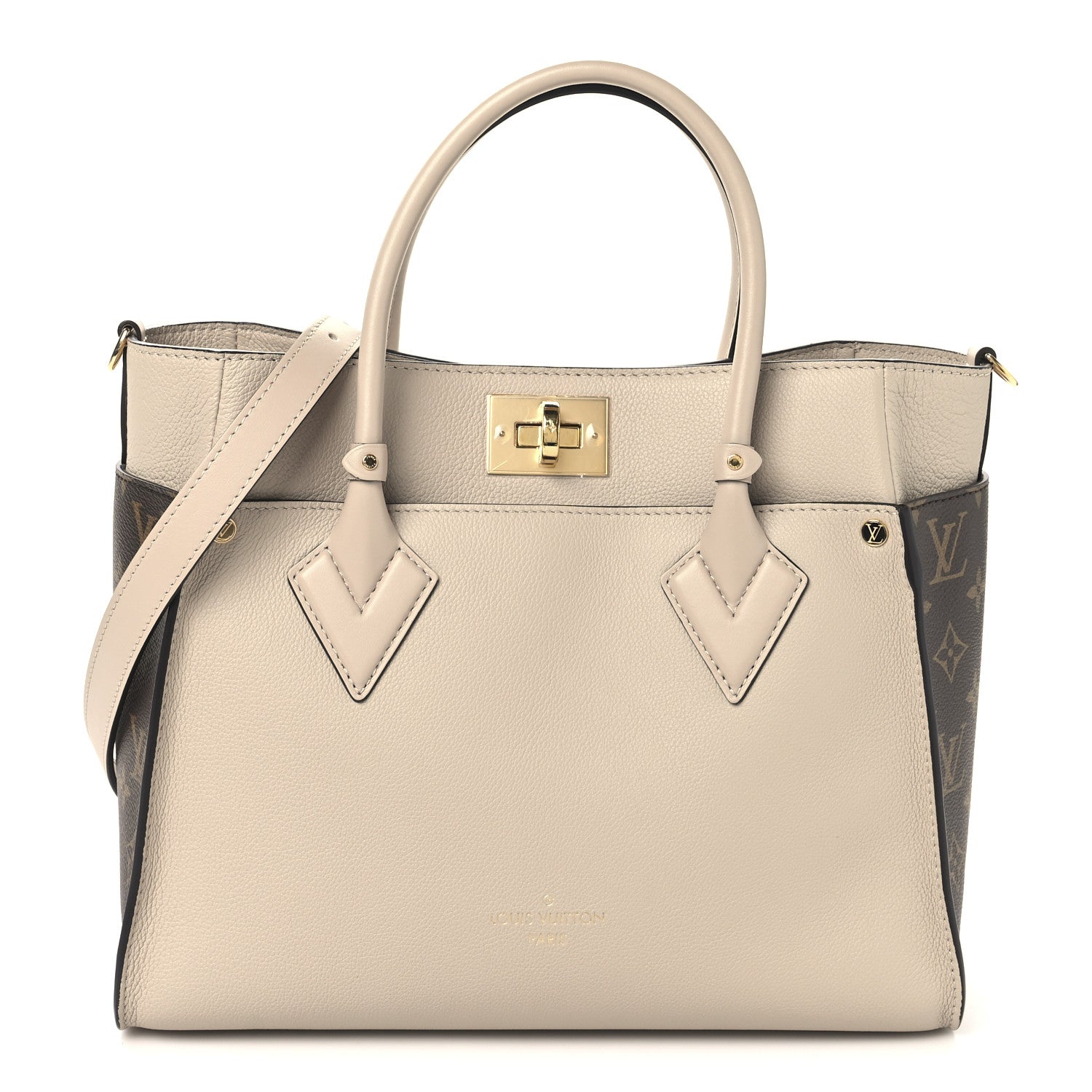 Louis Vuitton Calfskin Monogram On My Side MM Greige 1 of 9