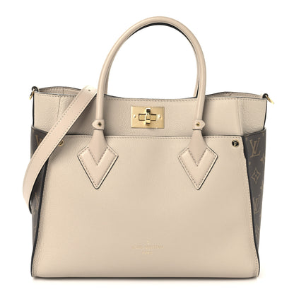 Louis Vuitton Calfskin Monogram On My Side MM Greige 1 of 9