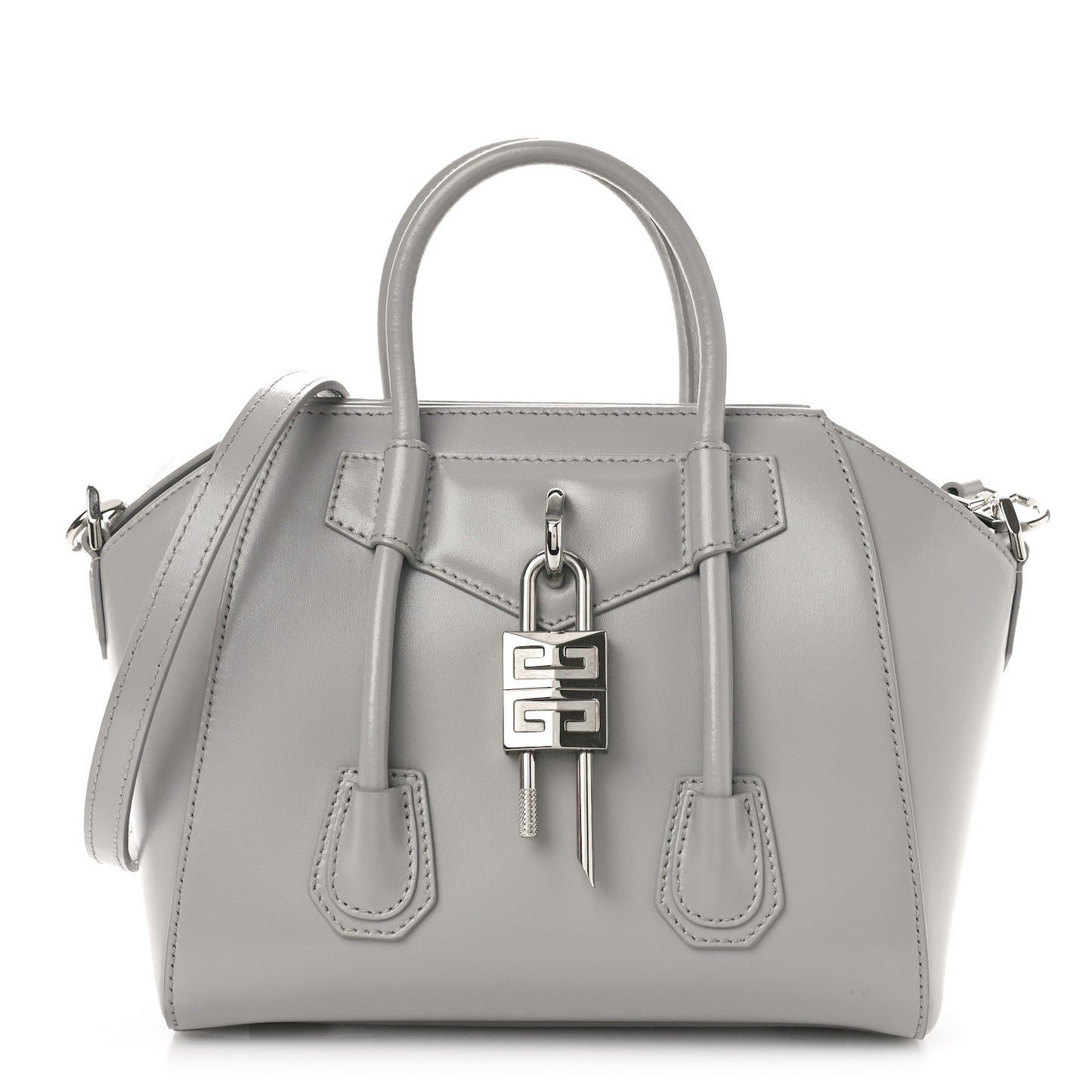 Box Calfskin Mini Lock Antigona Shoulder Bag Cloud Grey
