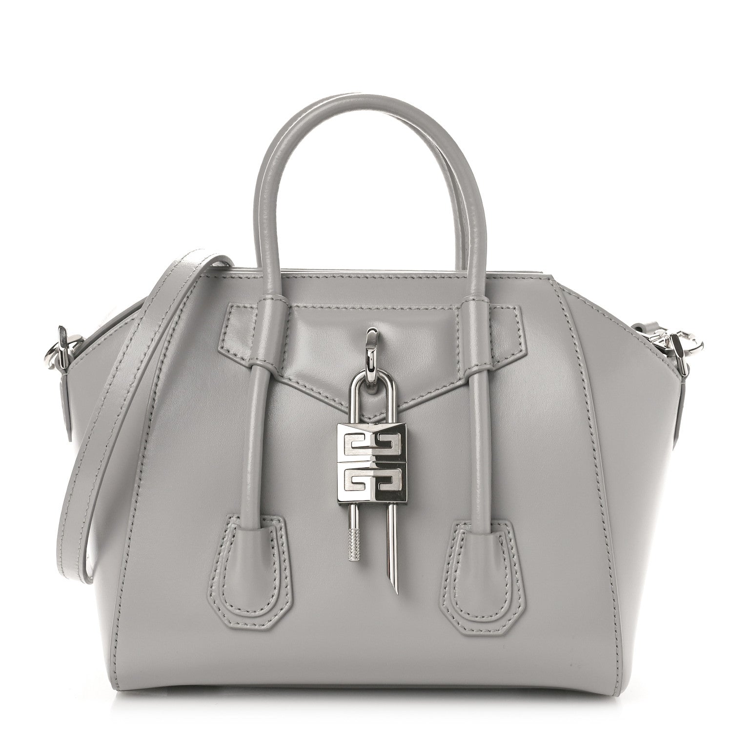 Givenchy Box Calfskin Mini Lock Antigona Shoulder Bag Cloud Grey 1 of 8