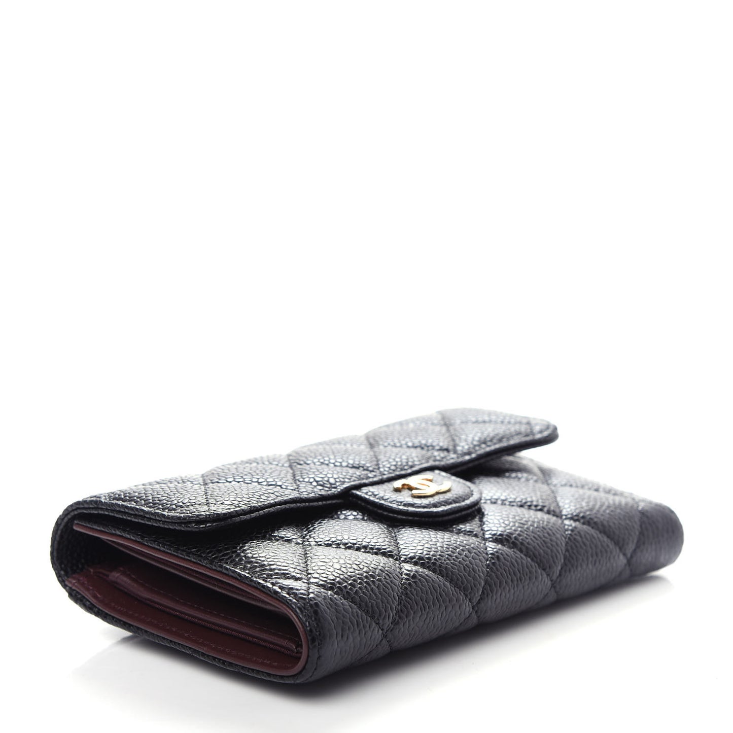Caviar Quilted Medium Flap Wallet Black