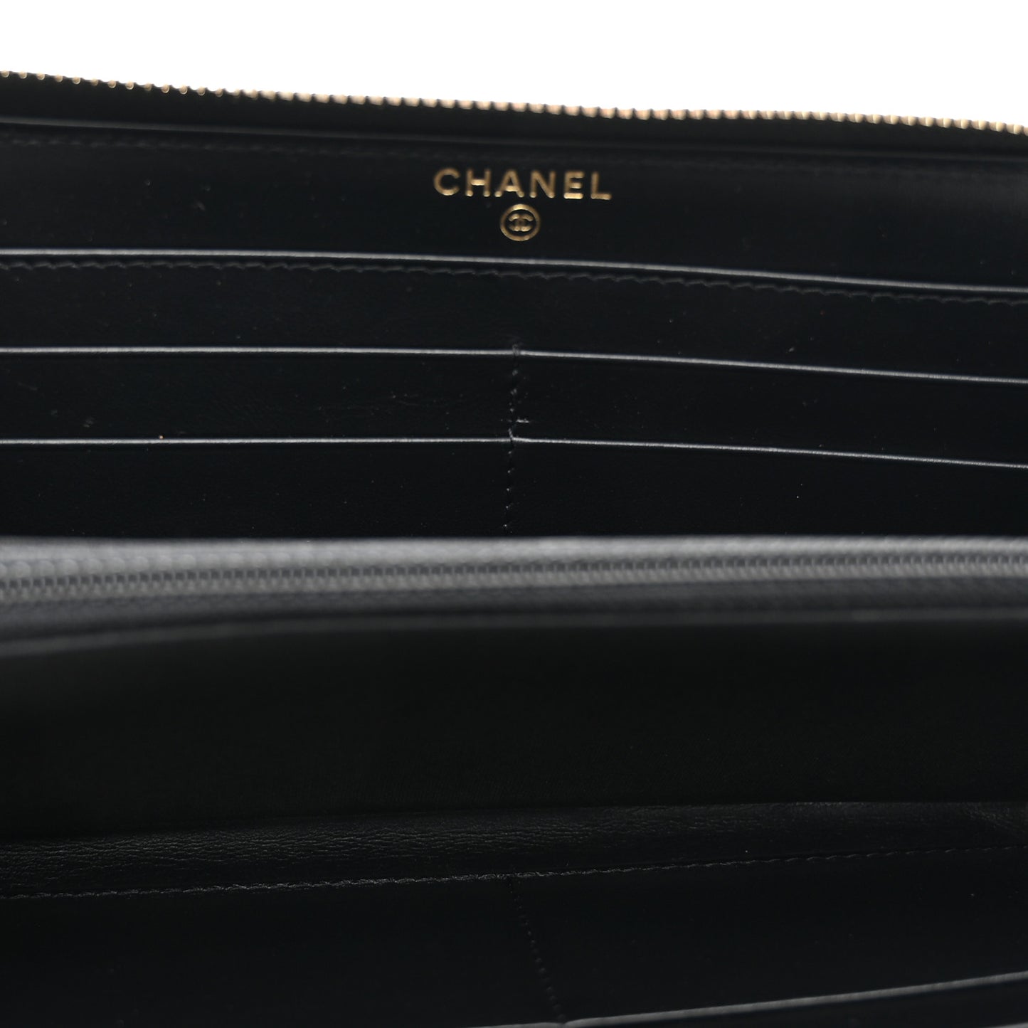 Caviar Quilted Filigree Zip Around Wallet Black