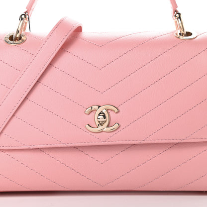 Chanel Grained Calfskin Small Chevron Chic Top Handle Flap Pink 8 of 11