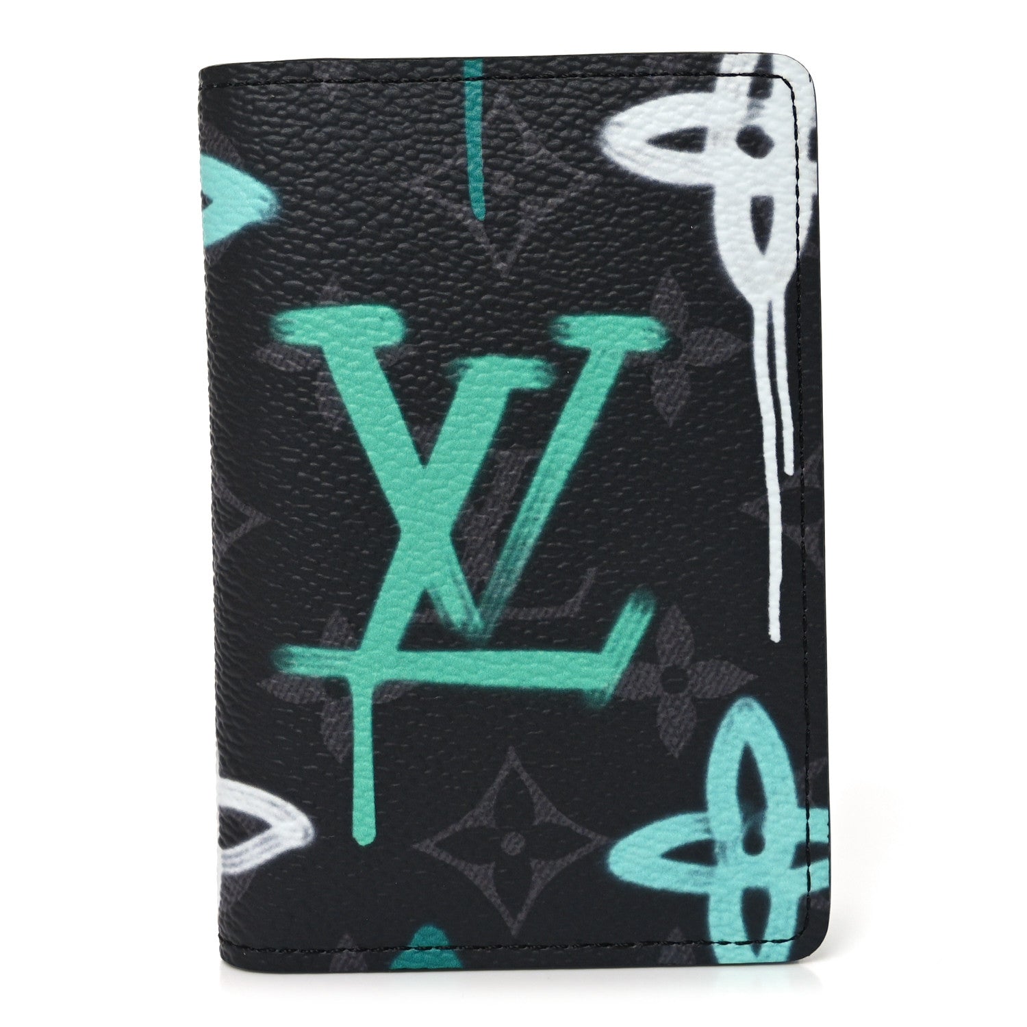 Louis Vuitton Monogram Eclipse LV Graffiti Pocket Organizer Green Lights 1 of 7