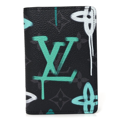 Louis Vuitton Monogram Eclipse LV Graffiti Pocket Organizer Green Lights 1 of 7