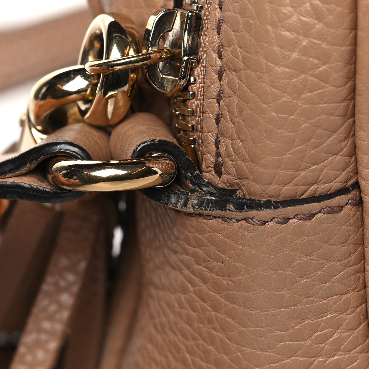 Gucci Pebbled Calfskin Small Soho Disco Bag Camelia 15 of 15