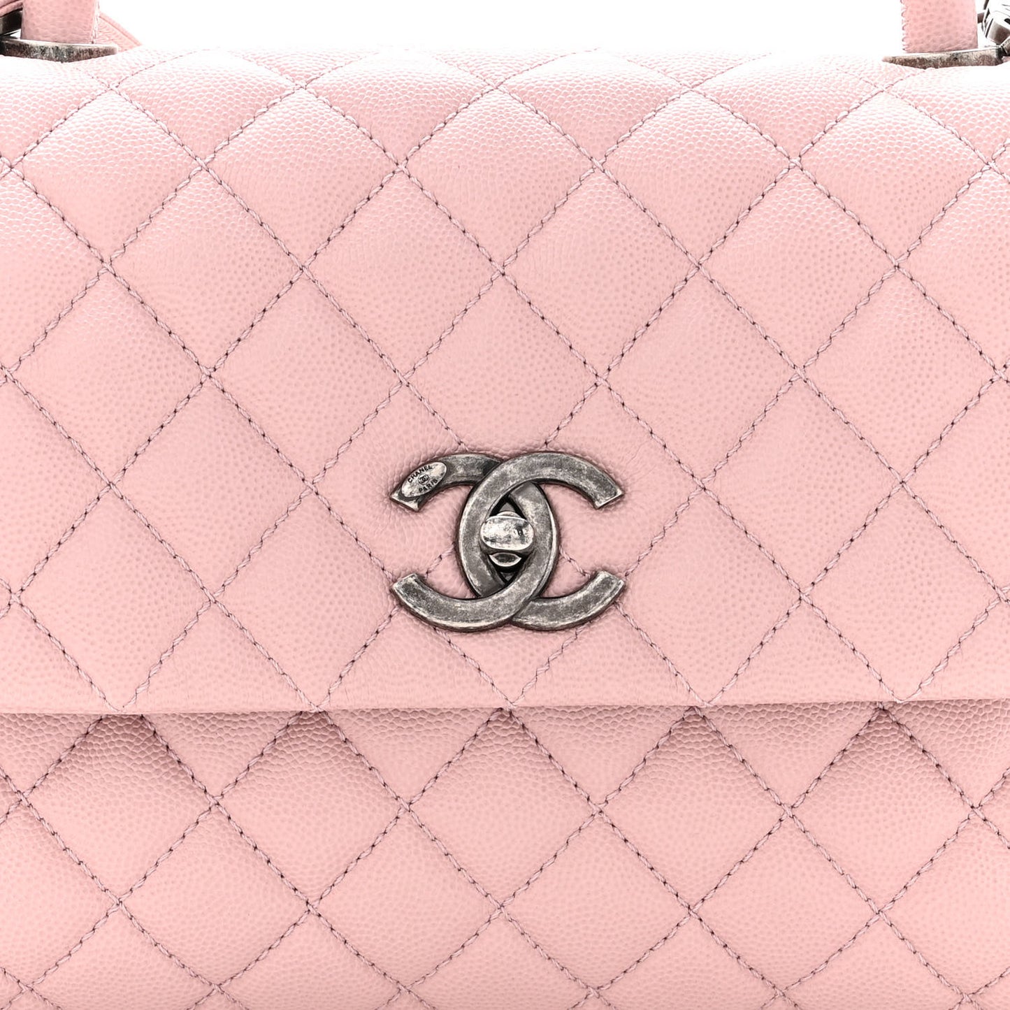 Caviar Quilted Small Coco Handle Flap Light Pink