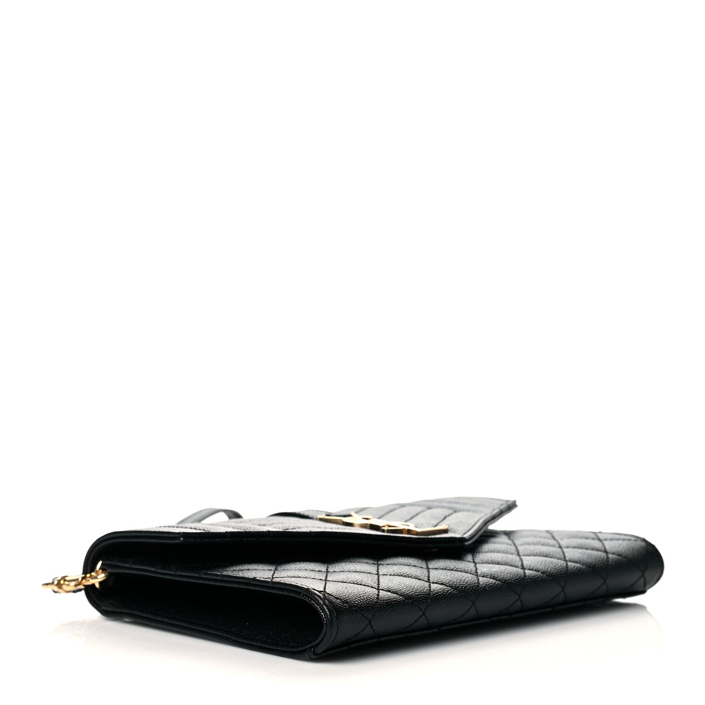 Grain De Poudre Textured Mixed Matelasse Triquilt Monogram Clutch Black
