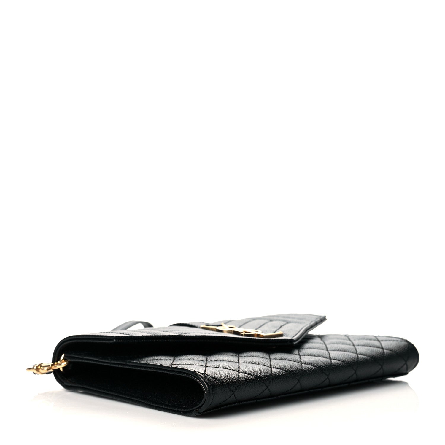 Saint Laurent Grain De Poudre Textured Mixed Matelasse Triquilt Monogram Clutch Black 4 of 11
