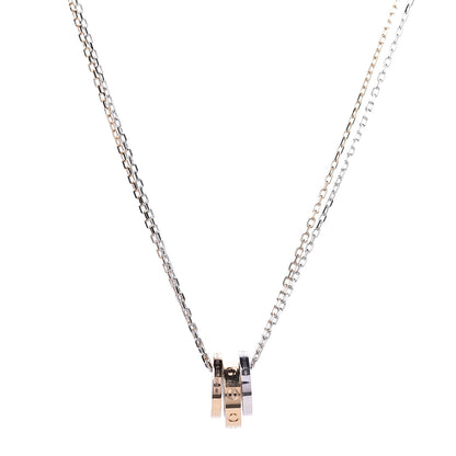 Cartier 18K White Pink Gold Diamond Three Ring LOVE Pendant Necklace 4 of 10