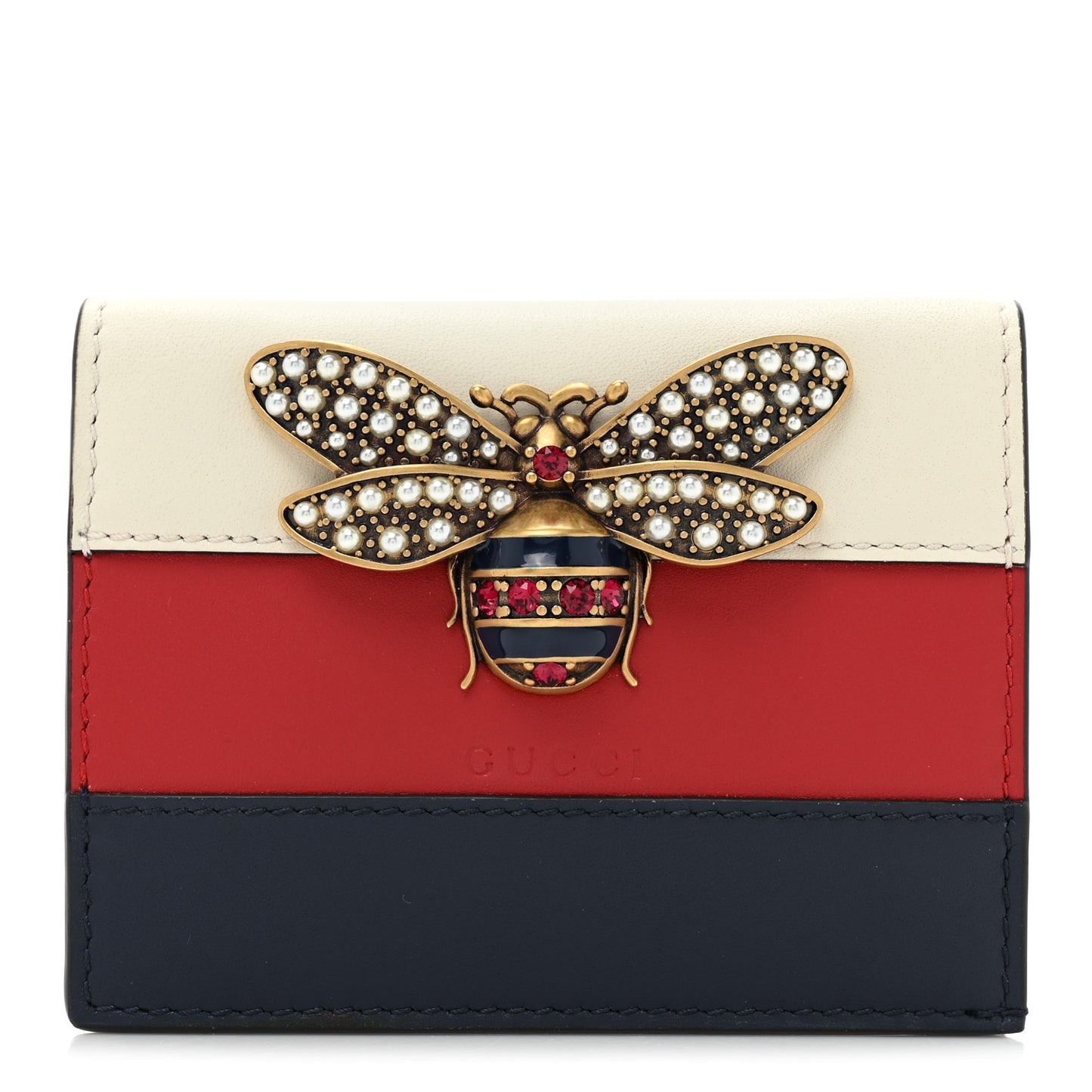 Calfskin Queen Margaret Card Case Wallet Blue Agata Hibiscus Red Mystic White