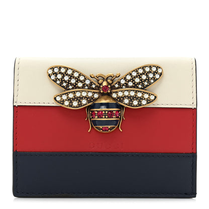 Gucci Calfskin Queen Margaret Card Case Wallet Blue Agata Hibiscus Red Mystic White 1 of 12