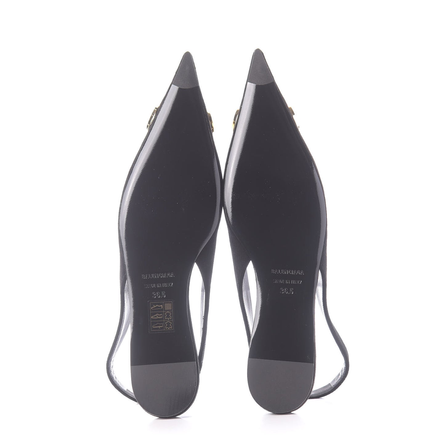Velvet BB Knife Pointy Toe Slingback Flats 36.5 Black