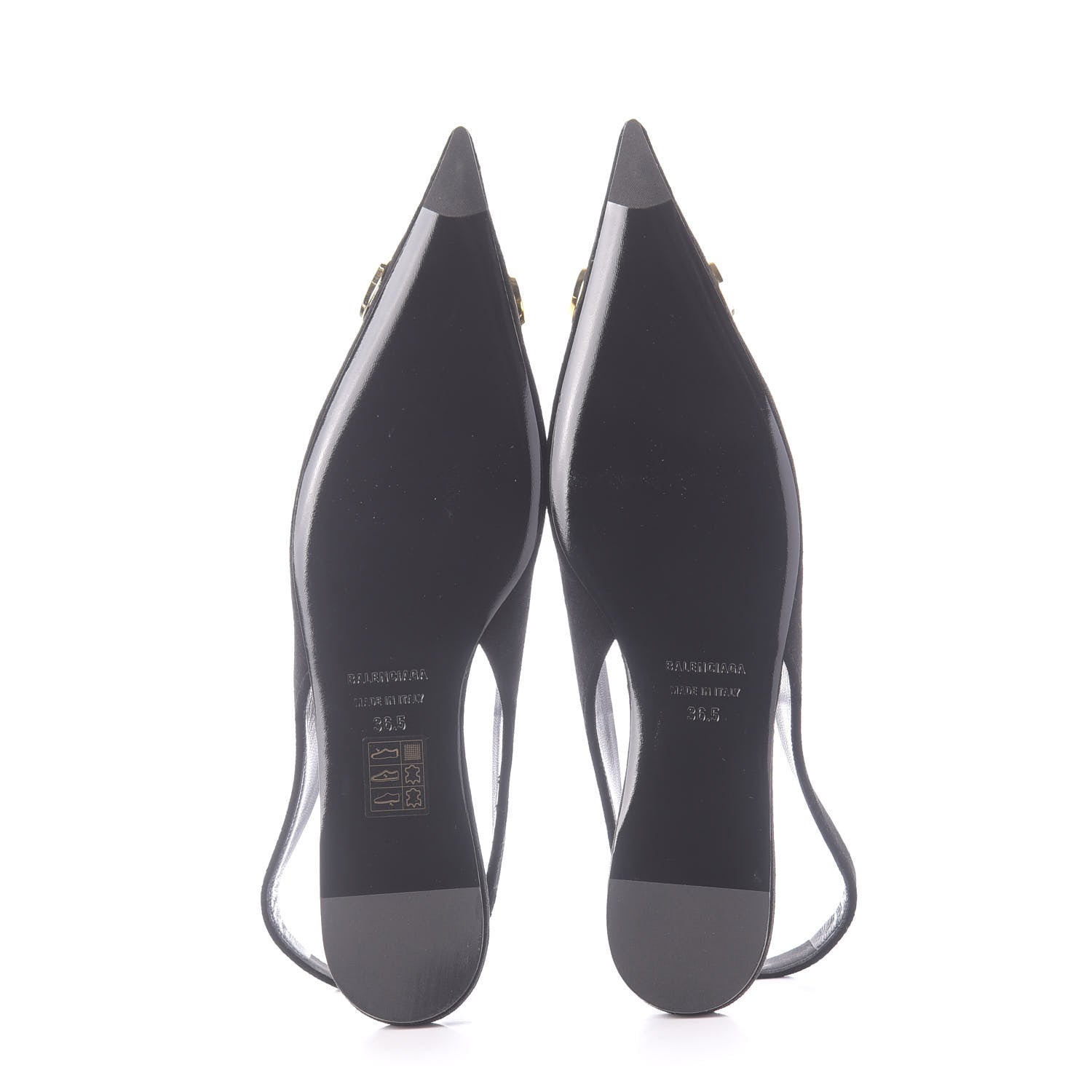 Balenciaga Velvet BB Knife Pointy Toe Slingback Flats 36.5 Black 6 of 11