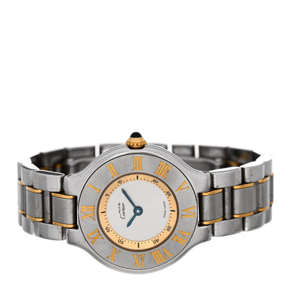 Cartier Stainless Steel 18K Yellow Gold 28mm Must De 21 Quartz Watch 2 of 4