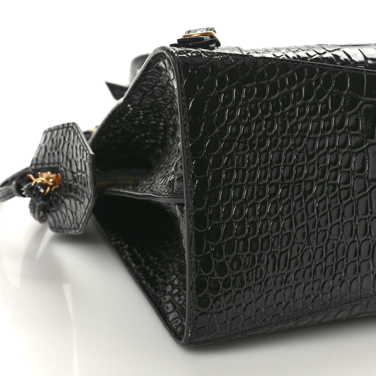 Balenciaga Shiny Supple Calfskin Crocodile Embossed Brass Hardware Neo Classic City Black 8 of 10