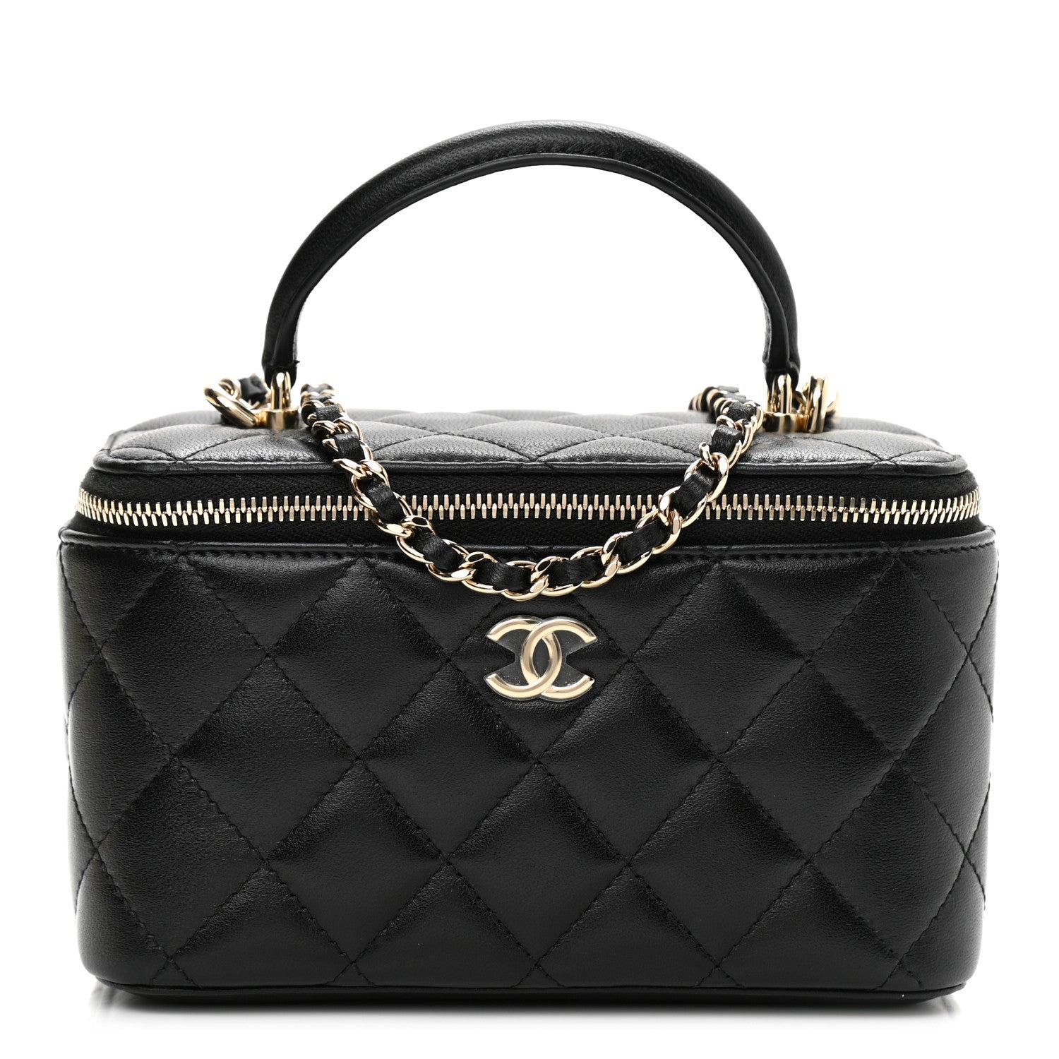 Chanel Lambskin Quilted Small Top Handle Vanity Case With Chain Black 1 of 10
