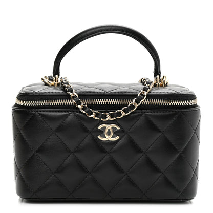 Chanel Lambskin Quilted Small Top Handle Vanity Case With Chain Black 1 of 10