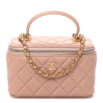 Chanel Lambskin Quilted Small Top Handle Vanity Case With Chain Beige 1 of 11