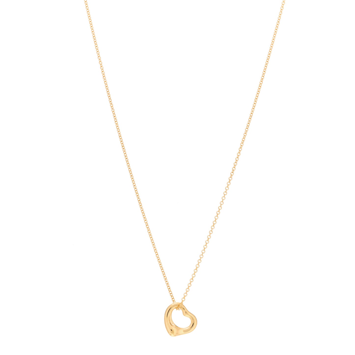 18K Yellow Gold 11mm Elsa Peretti Open Heart Pendant Necklace