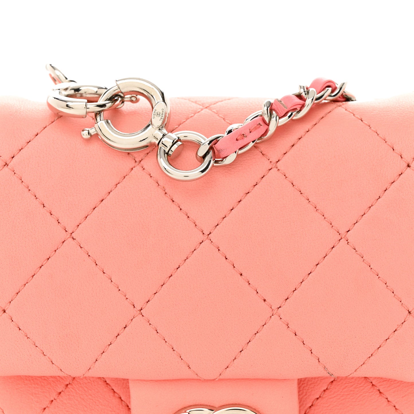 Lambskin Quilted Mini Flap Bag Charm Light Orange