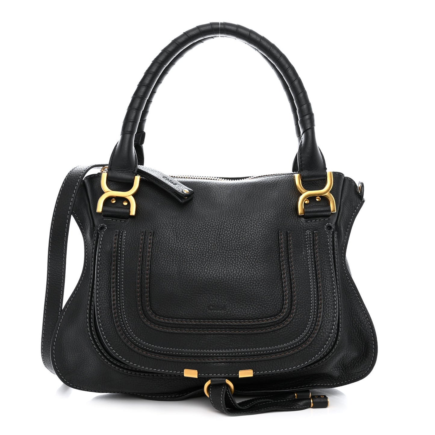 Calfskin Medium Marcie Satchel Black