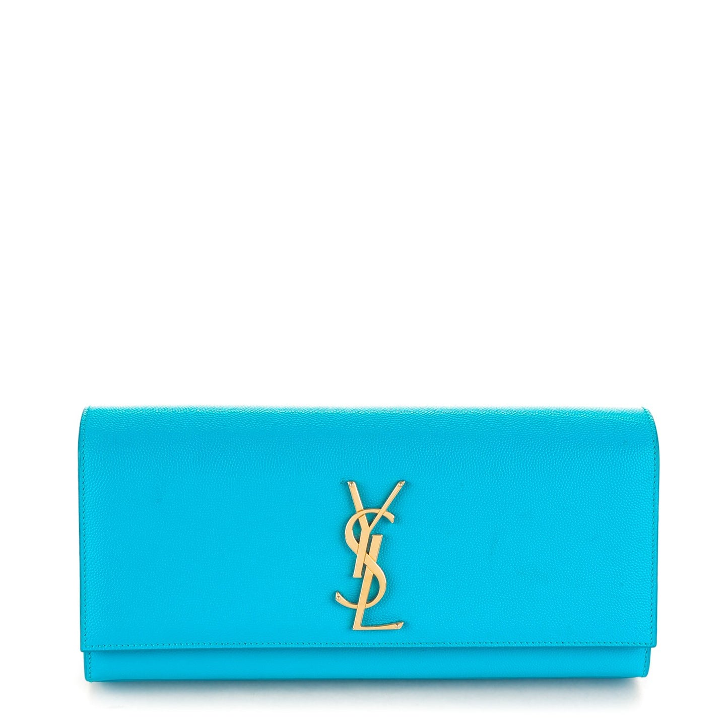 Grain De Poudre Classic Monogram Clutch Turquoise