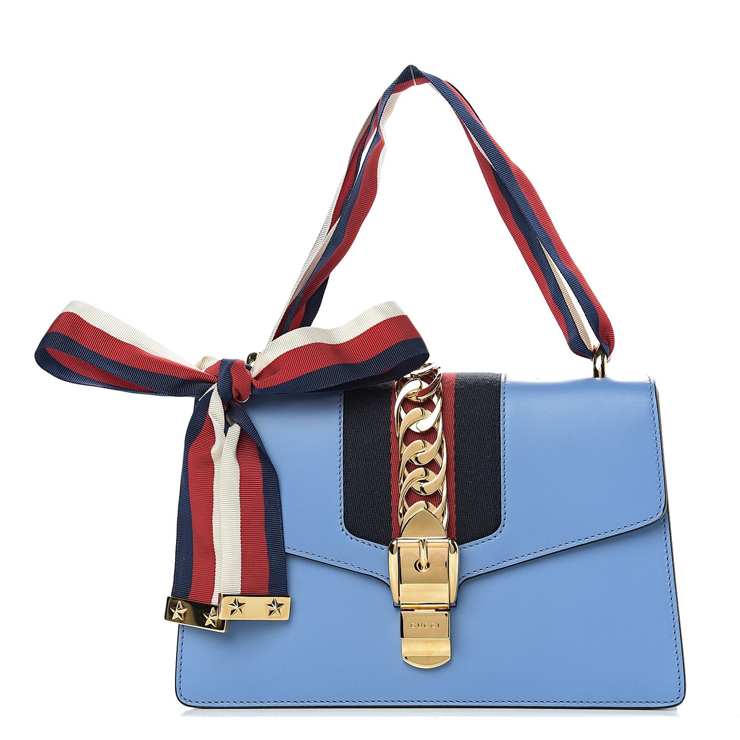 Calfskin Small Sylvie Shoulder Bag Clear Sky Blue