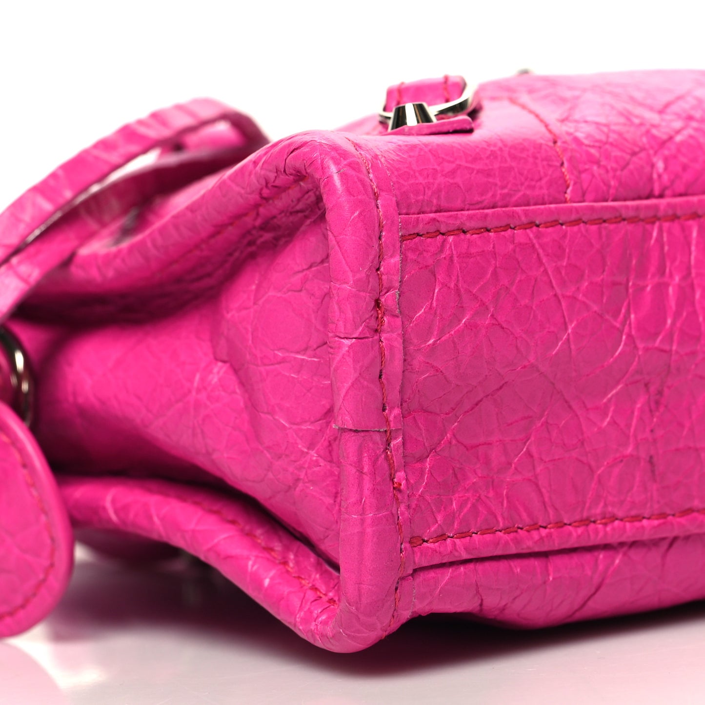 Agneau Classic Gold Hardware Nano City Fuchsia