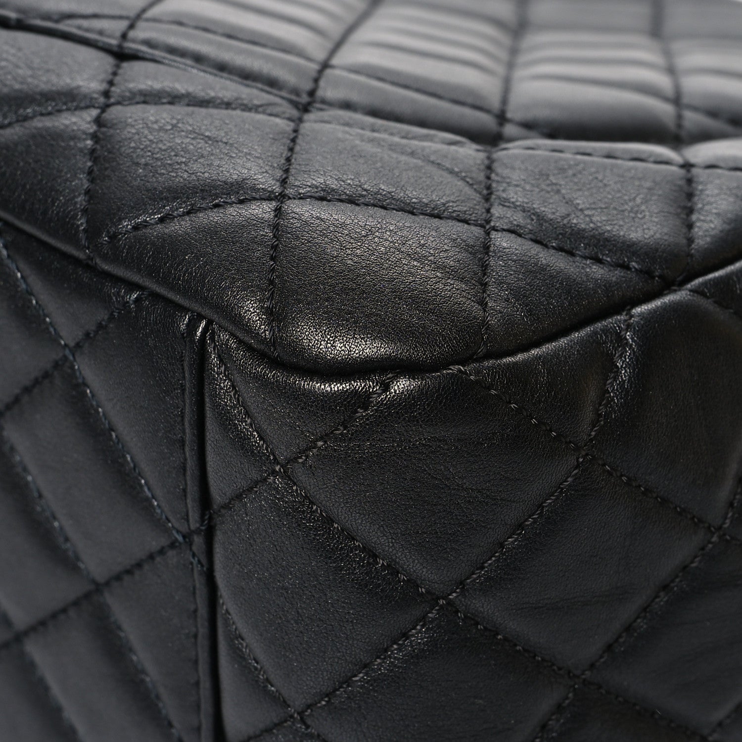 Chanel Metallized Calfskin Quilted Small XXL Travel Flap Bag Black 12 of 12