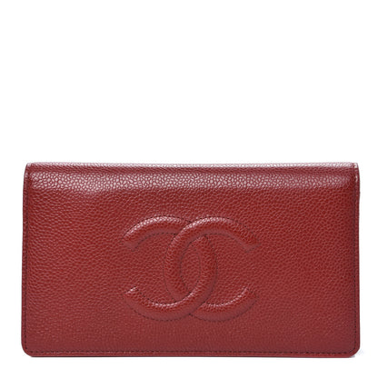 Chanel Caviar Timeless CC Yen Wallet Red 1 of 11
