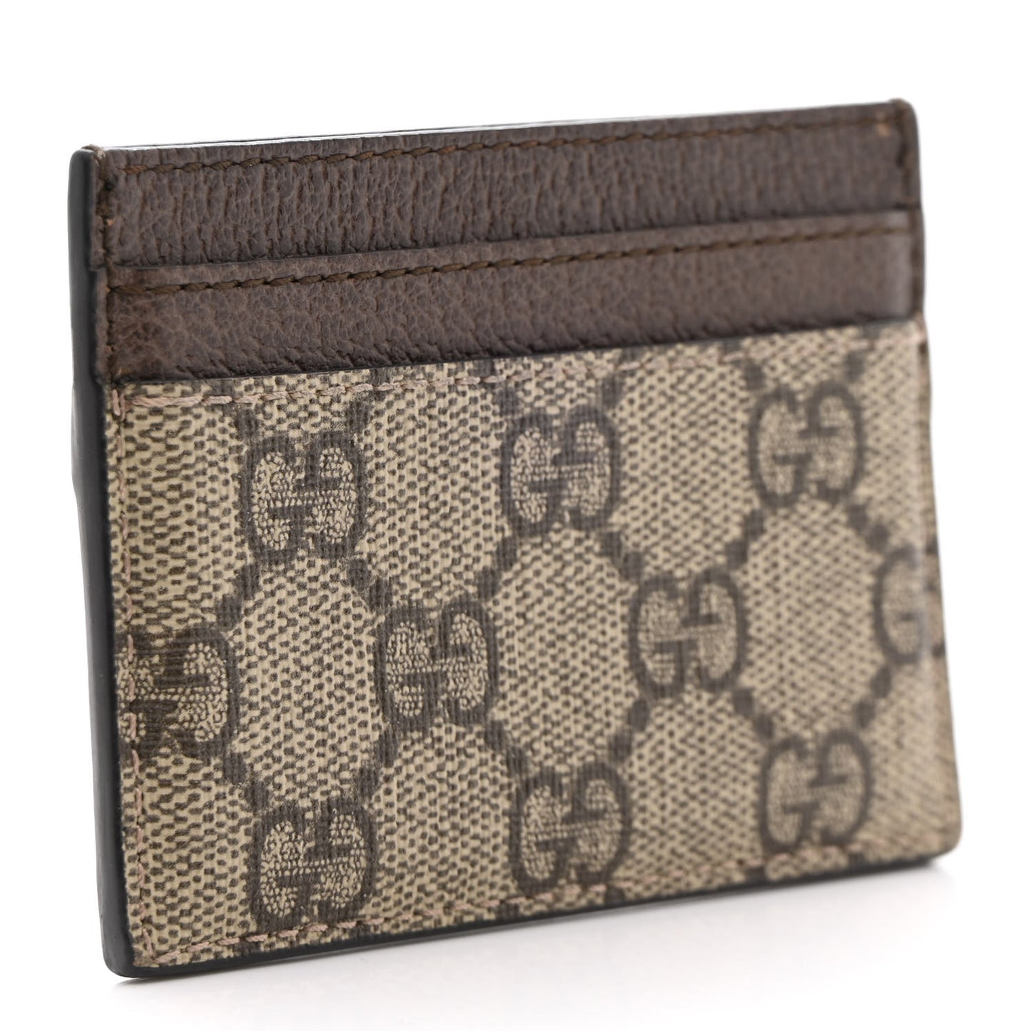 GG Supreme Monogram Textured Dollar Calfskin Ophidia Card Holder Beige Ebony New Acero
