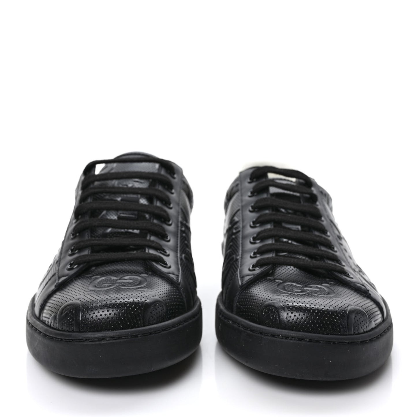 Calfskin GG Tennis Embossed Mens Ace Sneakers 9 Black