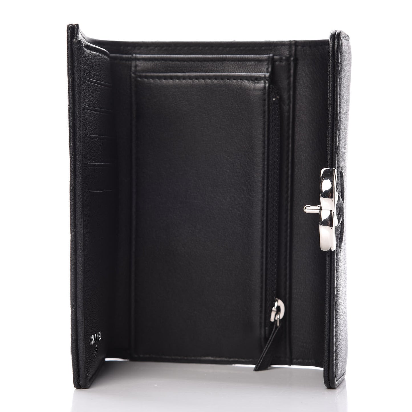Lambskin Quilted CC Box Flap Wallet Black