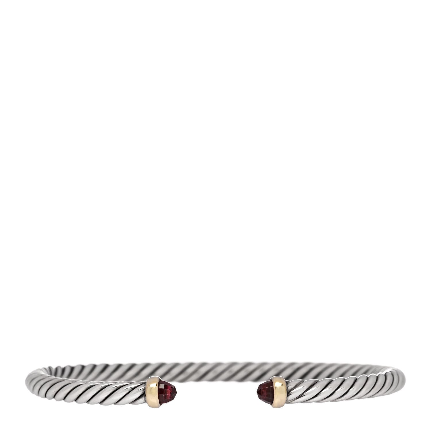 David Yurman Sterling Silver 14K Yellow Gold Garnet 4mm Cable Classics Bracelet 1 of 4
