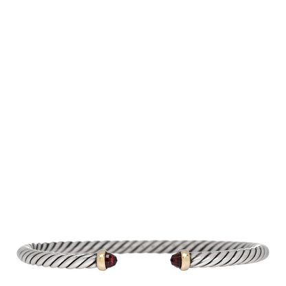 David Yurman Sterling Silver 14K Yellow Gold Garnet 4mm Cable Classics Bracelet 1 of 4