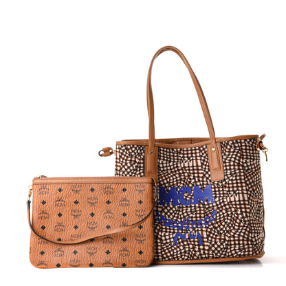 MCM Visetos Medium Liz Reversible Shopper Tote Cognac 2 of 14