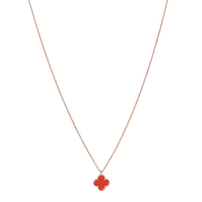 Van Cleef & Arpels 18K Rose Gold Carnelian Sweet Alhambra Pendant Necklace 1 of 7
