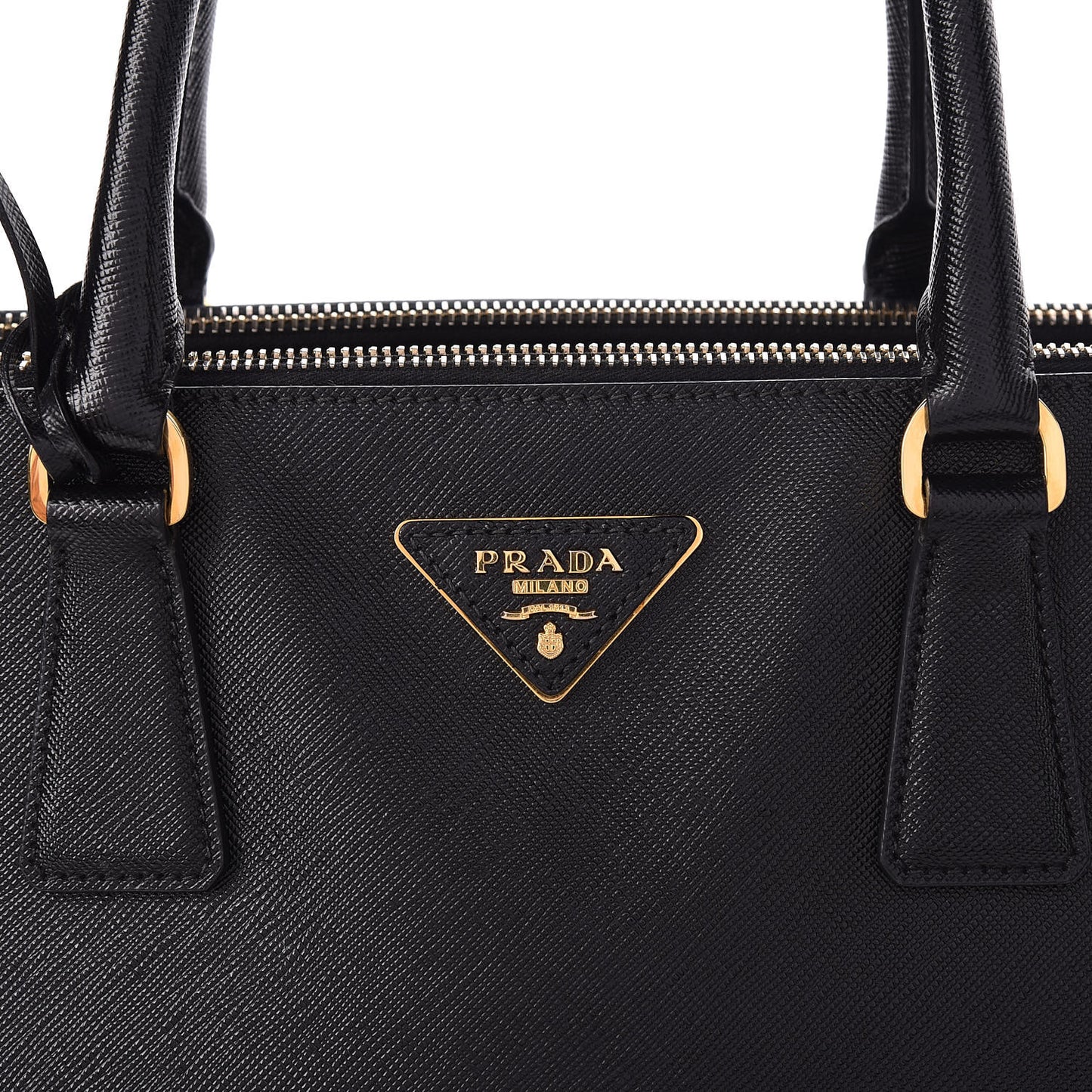 Saffiano Medium Galleria Double Zip Tote Black