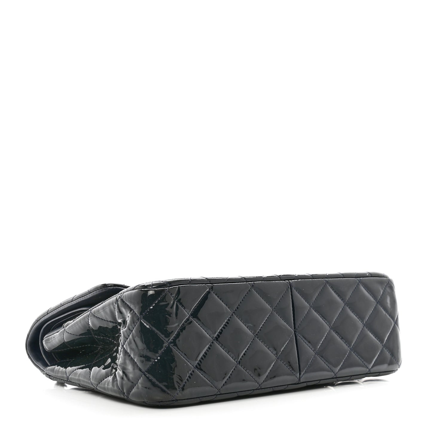 Patent Quilted Jumbo Double Flap Navy
