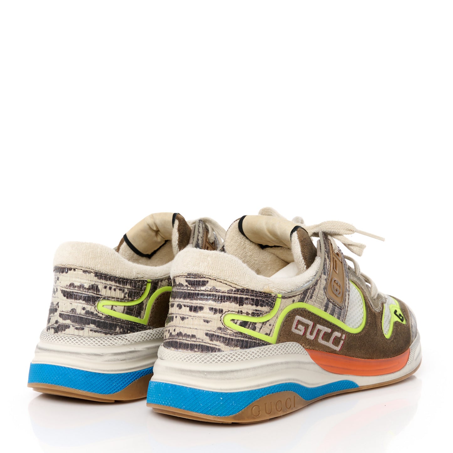 Suede Calfskin Tejus Printed Womens Ultrapace Sneakers 39 Natural Ardesia Neon Yellow